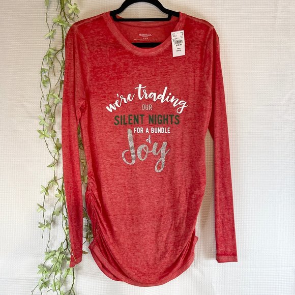 Motherhood Maternity Holiday Long Sleeve T-Shirt Red Medium - Picture 3 of 8